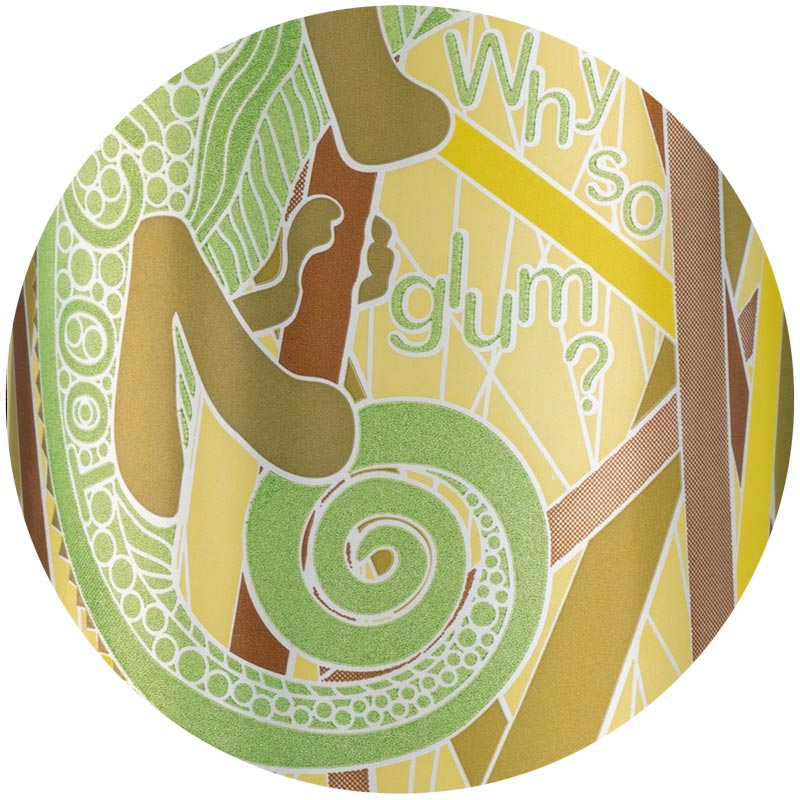 Images and text on the can are green and darker as the can is cold