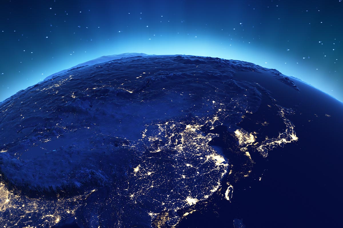 View of Earth focused on Asia