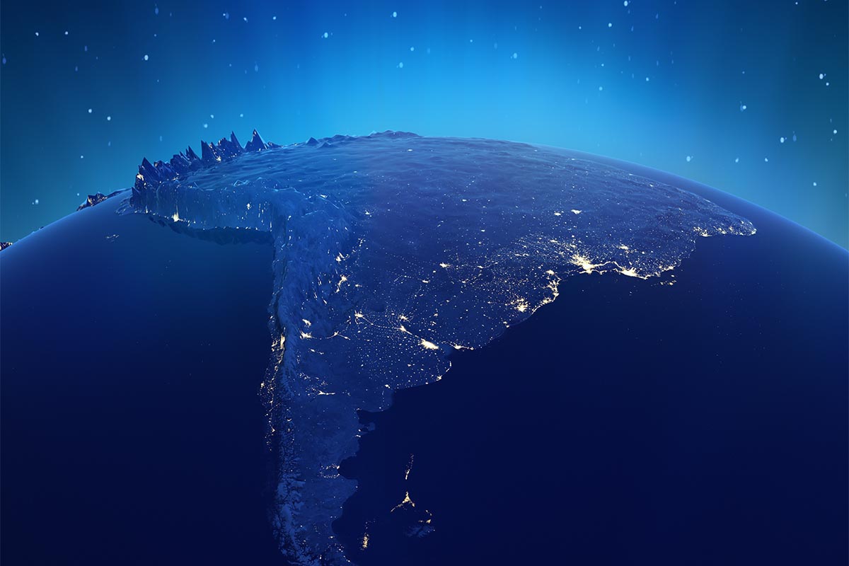 View of Earth centered on South America