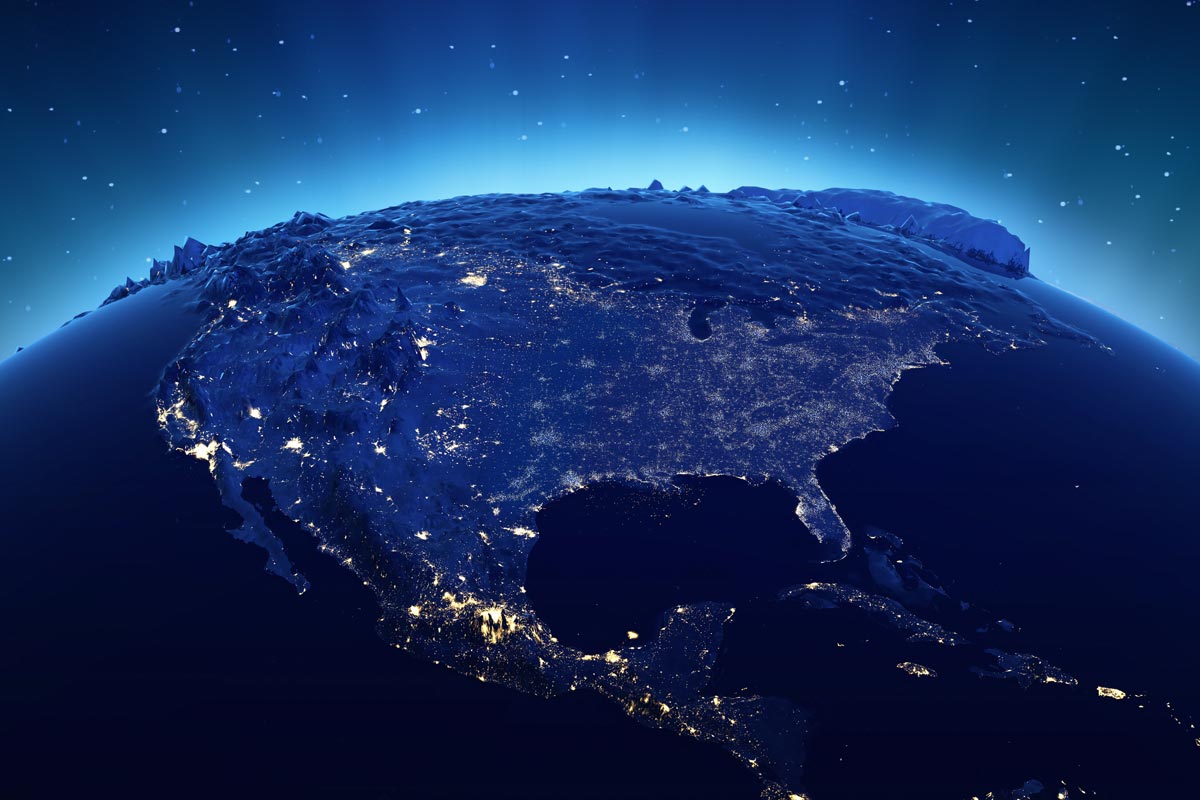 A view of Earth focused on Mexico, Central America and the Carribean