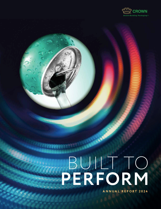 Annual Report Cover with can in view through cyclinder objects