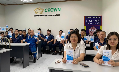Group of employees getting water training in Vietnam