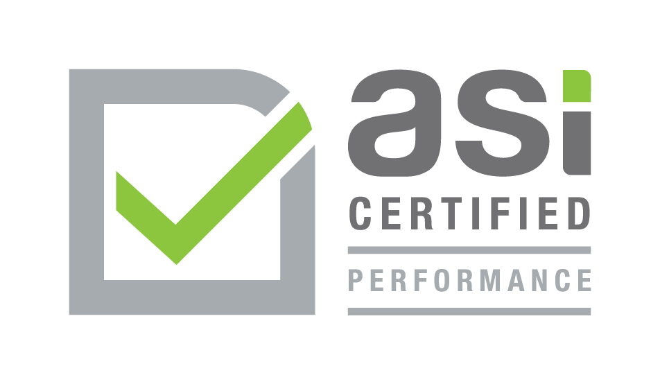 The ASI Certified Performance logo, which is a text box with a green check mark in it on the left with the text on the right.