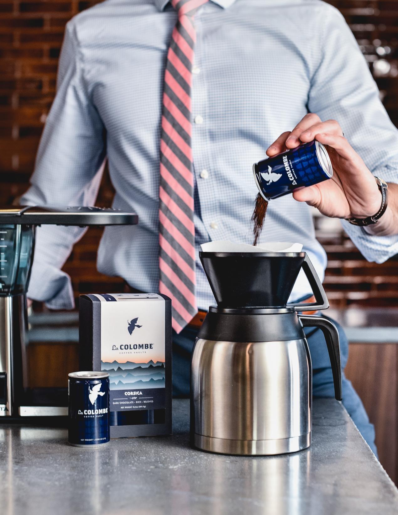 La Colombe metal coffee packaging design