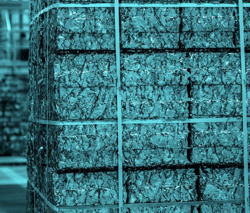 large stacks of metal bundles compacted for recycling